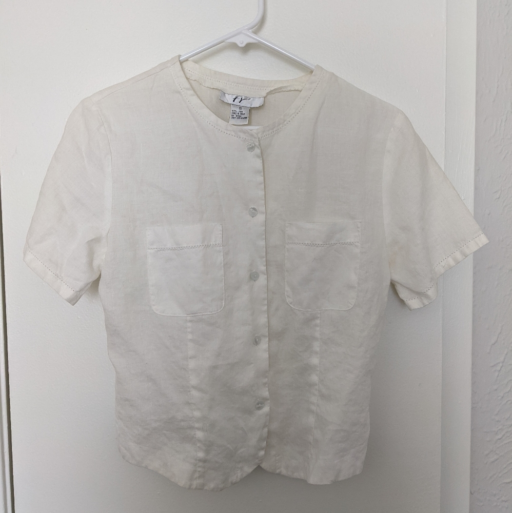 Vintage Linen White Button Up